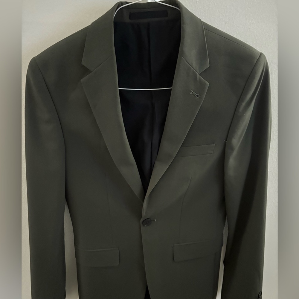 Men's Olive Green Single-Breasted Blazer